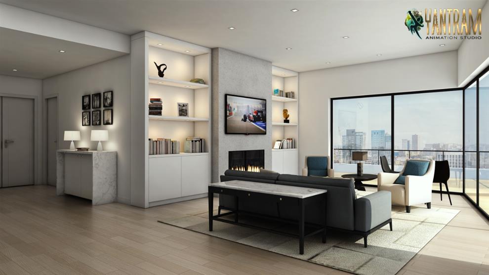 3D Interior Visualization Of Living room By architectural rendering ...